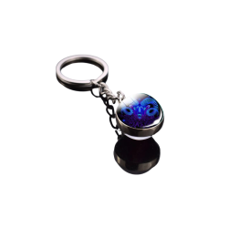 Mystic Purple Swirl Aries – Glowing Art Glass Keychain