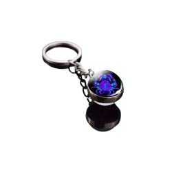 Mystic Purple Swirl Cancer   – Glowing Art Glass Keychain