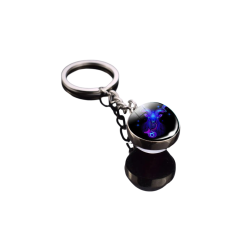 Mystic Purple Swirl Capricorn   – Glowing Art Glass Keychain