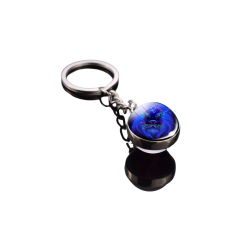 Mystic Purple Swirl Leo – Glowing Art Glass Keychain