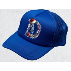 Blue Trucker Cap – Floral Christmas Letter D Design