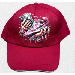 Maroon Street Style Cap – Pink Sneaker & Money Art Design