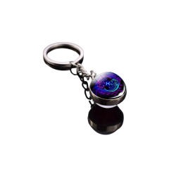 Mystic Purple Swirl Pisces – Glowing Art Glass Keychain