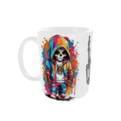 Artistic Skull Design Coffee Mug - Vibrant & Unique Ceramic Cup