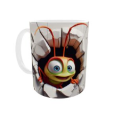 Adorable Bug Wall Break 3D Effect Coffee Mug - 11oz - Ceramic