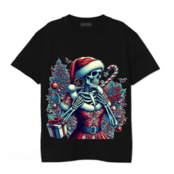 “Festive Skeleton Christmas Tee – Spooky Holiday Spirit”