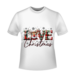 “Love Christmas Reindeer T-Shirt – Festive Plaid Holiday Tee”