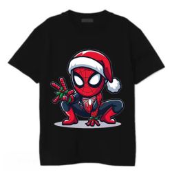 “Festive Web-Slinger Holiday T-Shirt – Christmas Superhero Tee”