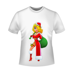 “Sexy Santa Helper Christmas T-Shirt – Festive Pin-Up Holiday Tee”