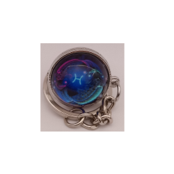Mystic Purple Swirl Aquarius – Glowing Art Glass Keychain