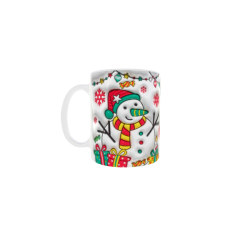 Cheerful Snowman & Gifts 325ml Ceramic Coffee Mug - Adorable Holiday Design