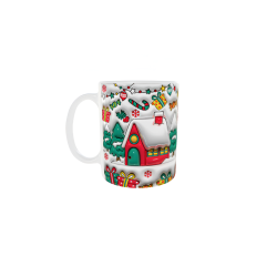 3D Christmas Village 11oz (325ml) Ceramic Coffee Mug - Perfect Holiday Gift
