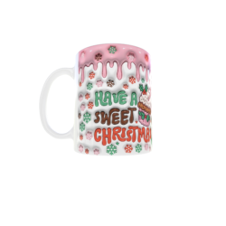 "Have a Sweet Christmas" Cupcake Mug 325ml Ceramic - Pink Drip Design